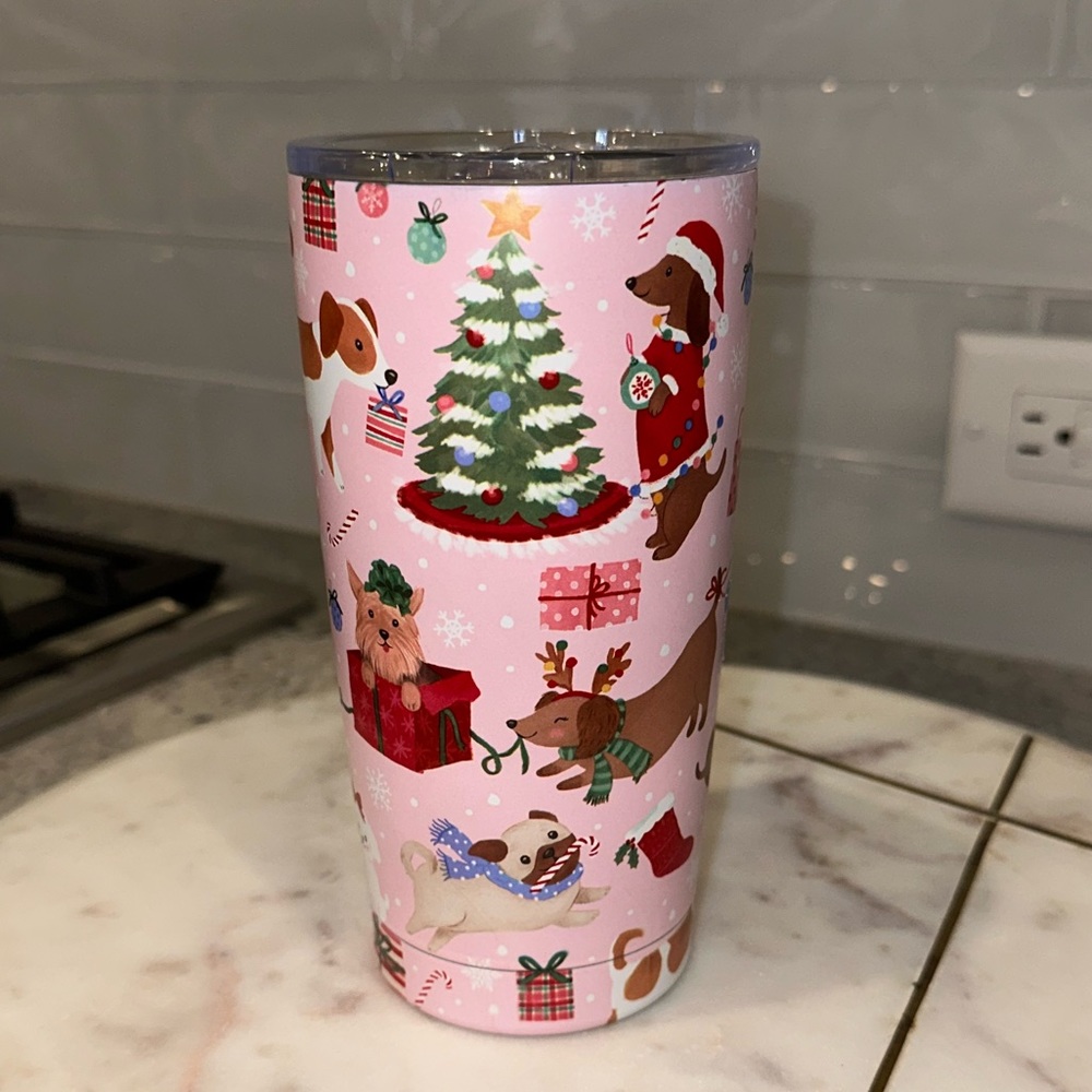 ✨NWT✨ Clementine Paper Inc. Dogs & Christmas Holiday Theme Stainless Travel Mug